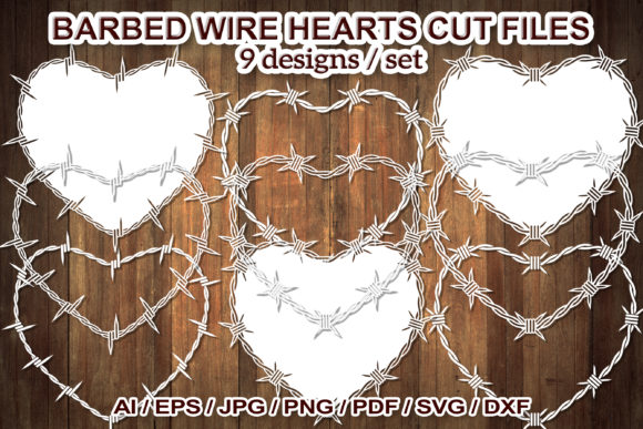 Barbed Wire Heart Clip Art Set: Creative Expression with Edge