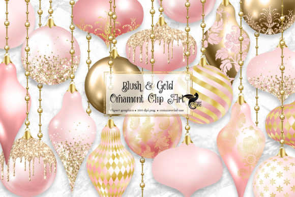 Blush and Gold Christmas Ornaments Clipa: Elevating Holiday Design with Digital Elegance