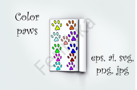 Bundle of Colorful Paw Prints
