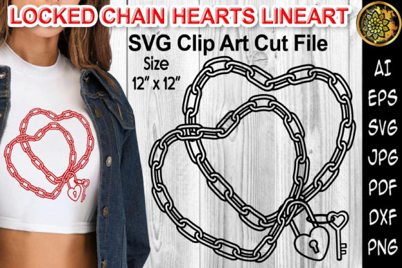 Locked Chain Hearts Line Art Design: A Creative Essential for DIY Enthusiasts