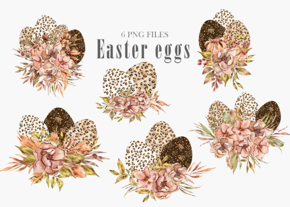 Watercolor Leopard Easter Eggs Clipart